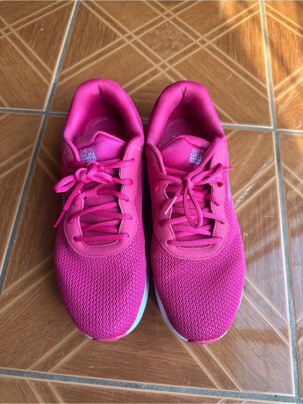 Skechers Women's Hot Pink Mesh Lace-Up Sneakers